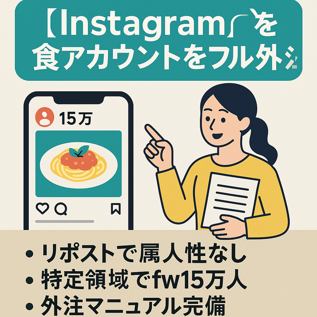 【Instagramフォロワー15万人】属人性無し&フル外注可能な食領域のリポストアカウント【外注マニュアル完備】