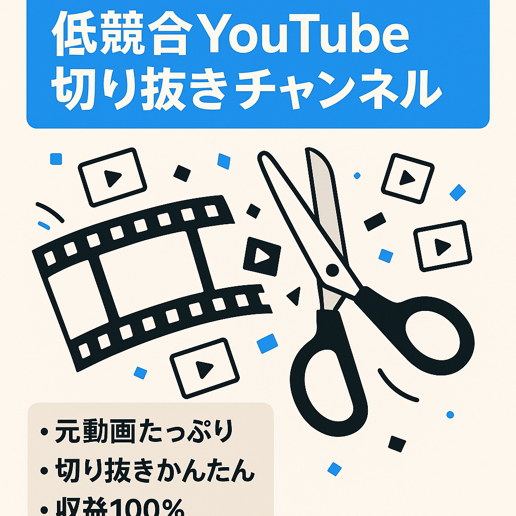 ライバルの少ないYouTubeチャンネルの切り抜きチャンネル（収益配分なし）