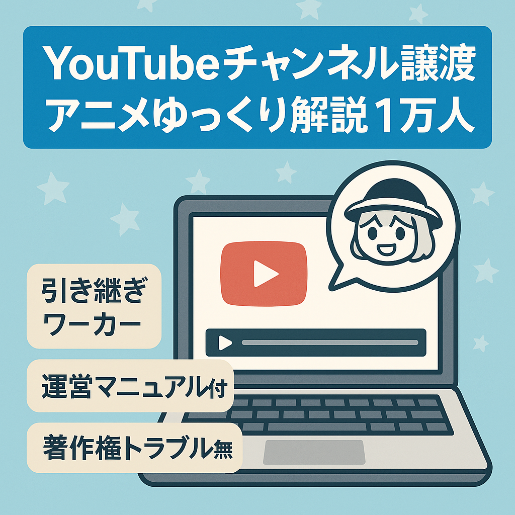 大人気アニメのゆっくり解説チャンネルの譲渡【チャンネル登録者1万人】