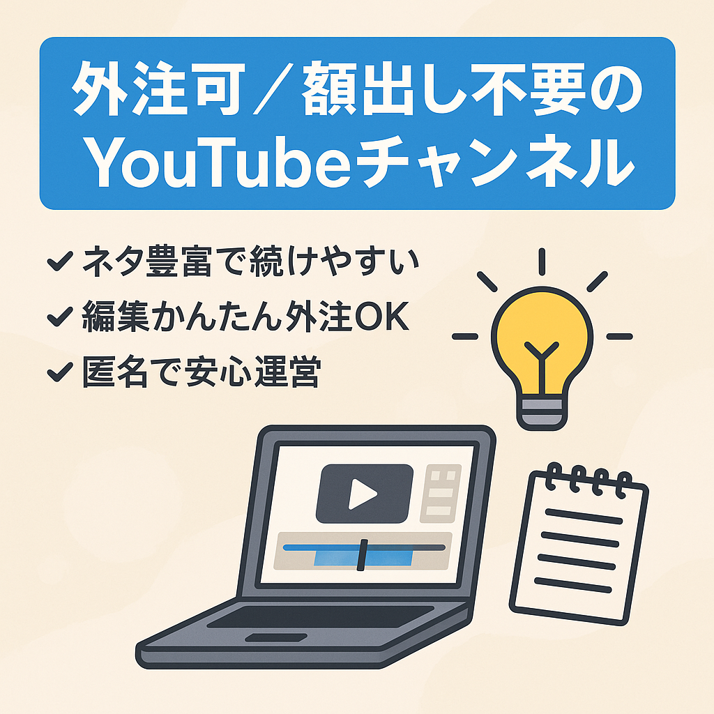 外注可能、顔出し不要のYouTubeチャンネルアカウント