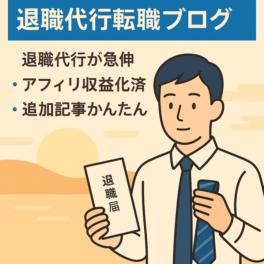 【100記事以上 &アドセンス通過済み】利用者急増中のサービス「退職代行」と「転職サービス」を扱ったブログ