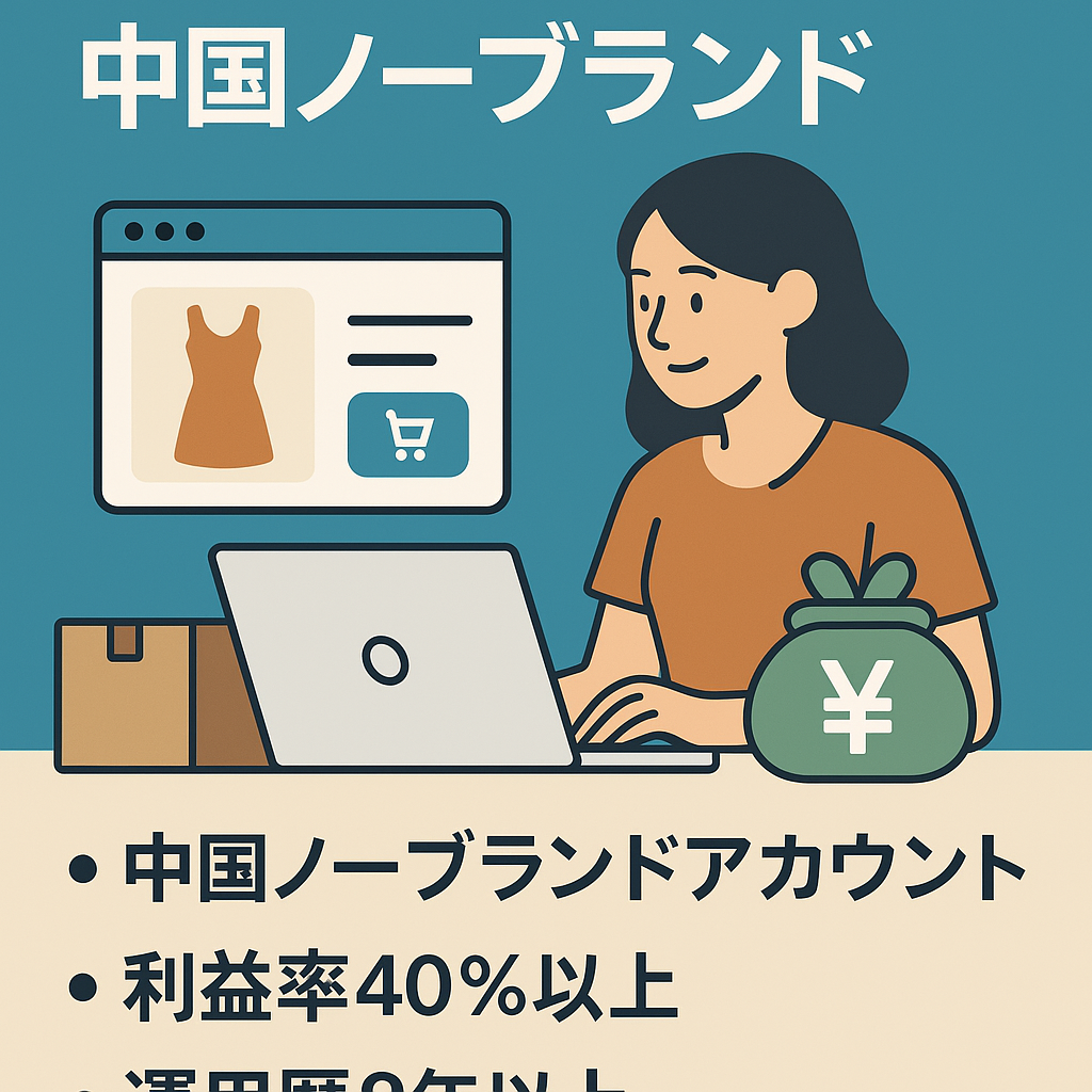 【EC事業譲渡（BUYMA運用）中国ノーブランドアカウント】運用歴8年以上、半年以内に月10万円も狙える、無在庫販売、女性向けアパレル