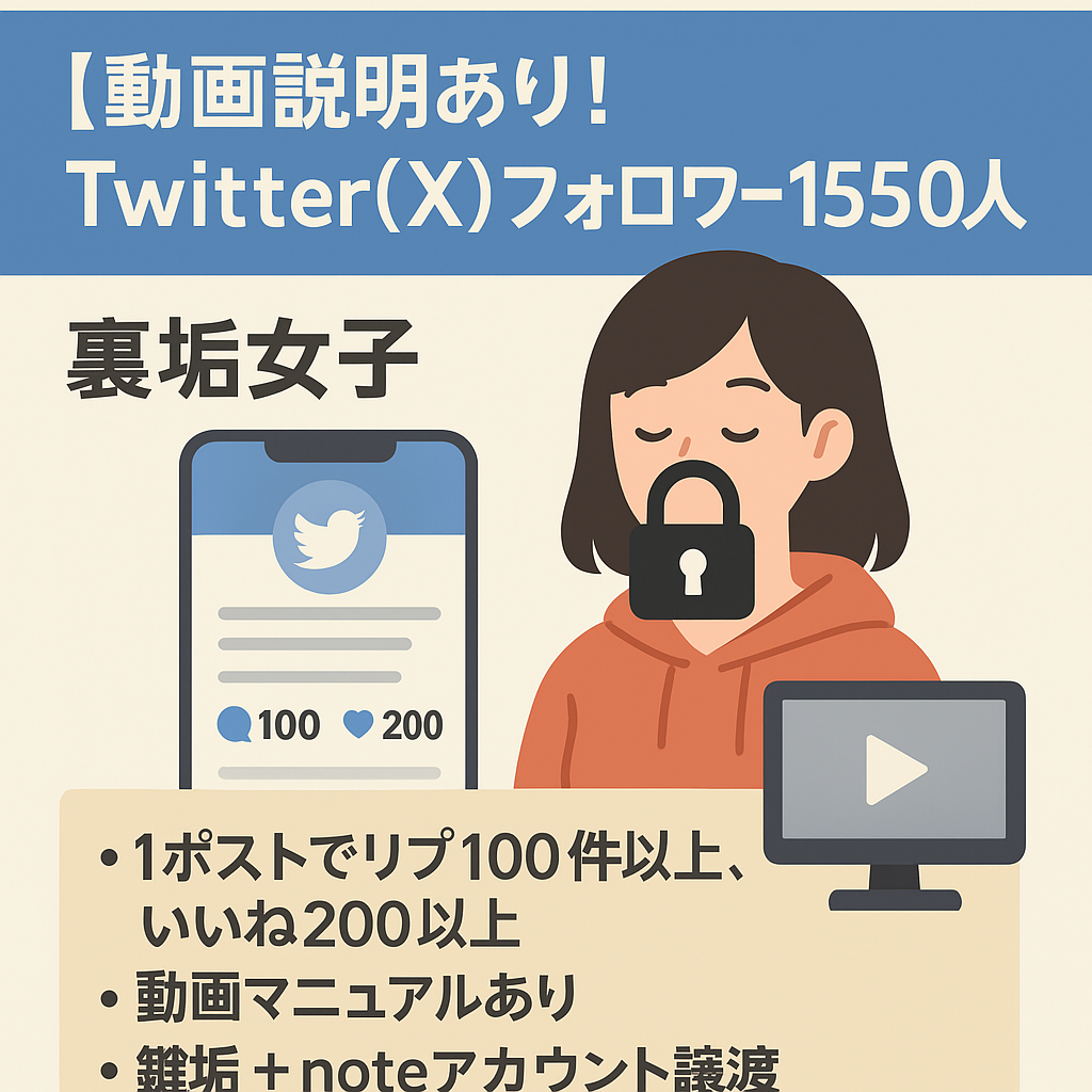 【動画説明あり！Twitter(X)フォロワー1550人】裏垢女子 + noteアカウント + 動画マニュアルあり