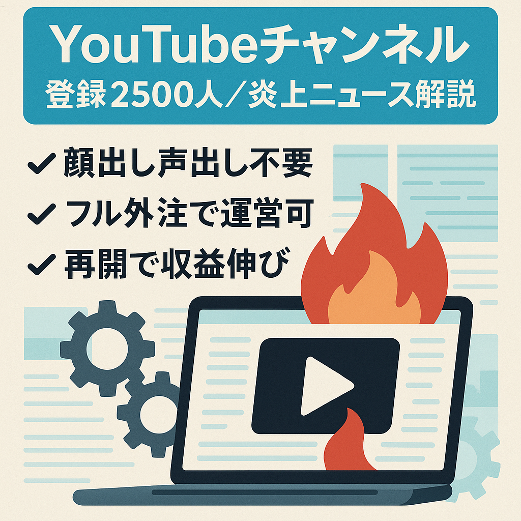 【チャンネル登録者数2500人以上/総収益40万】ゆっくり解説 炎上系ニュース解説チャンネル【属人性無し/フル外注可能】