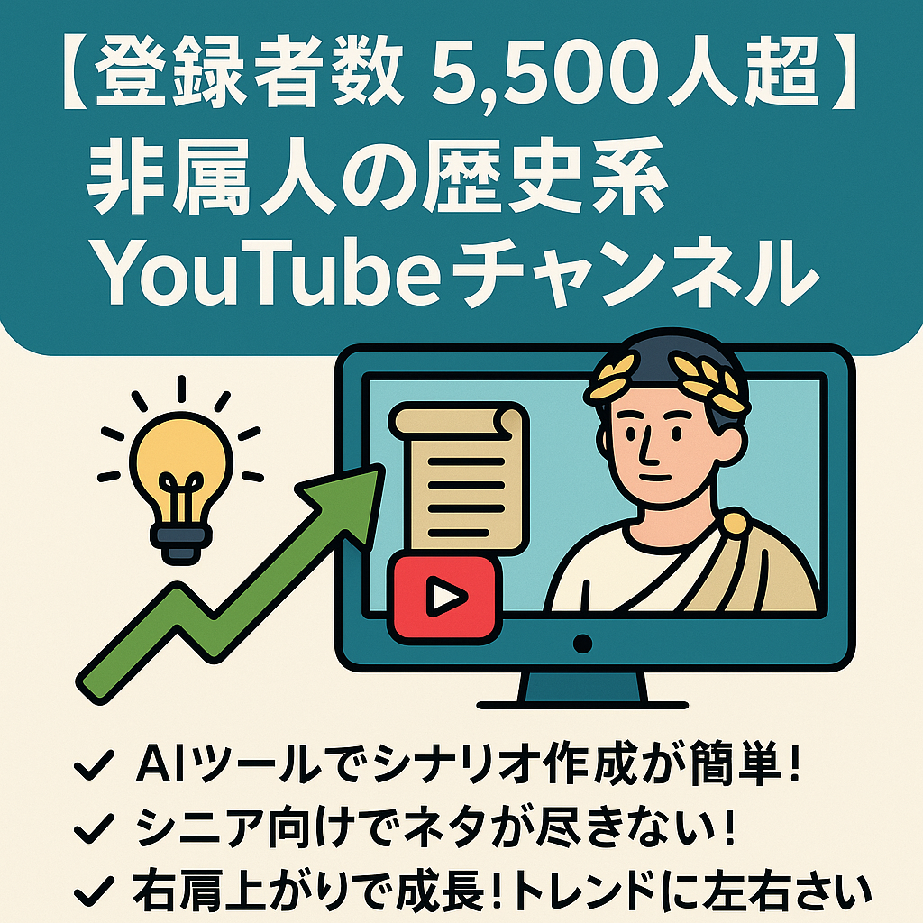 【登録者数 5,500人超】5月収益12万円以上の非属人の歴史系YouTubeチャンネル