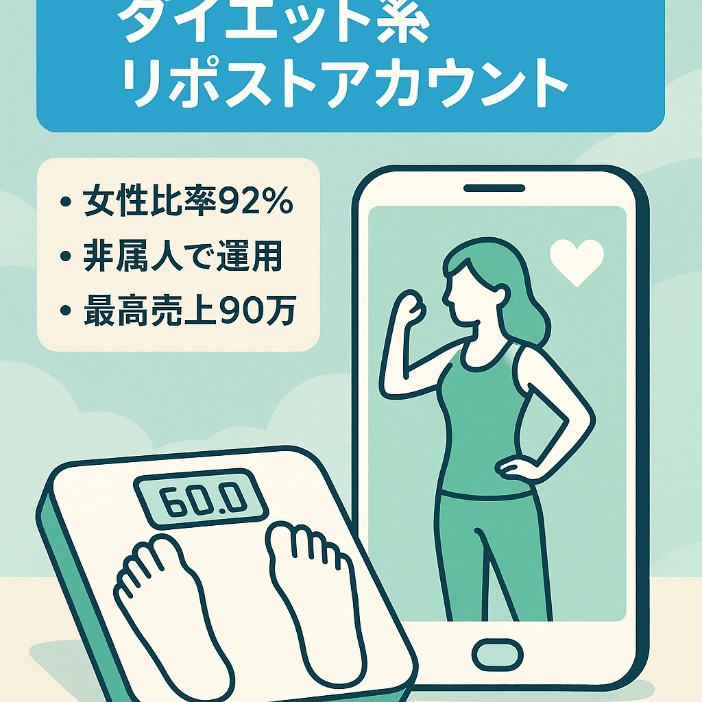 【最高売上90万円以上！】フォロワー13万人ダイエット系リポストアカウント