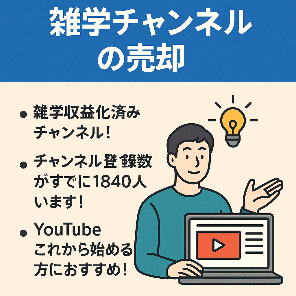 収益化済み雑学チャンネル登録者数1840人! 新しく始めたいchがある方、すぐ始めれます！