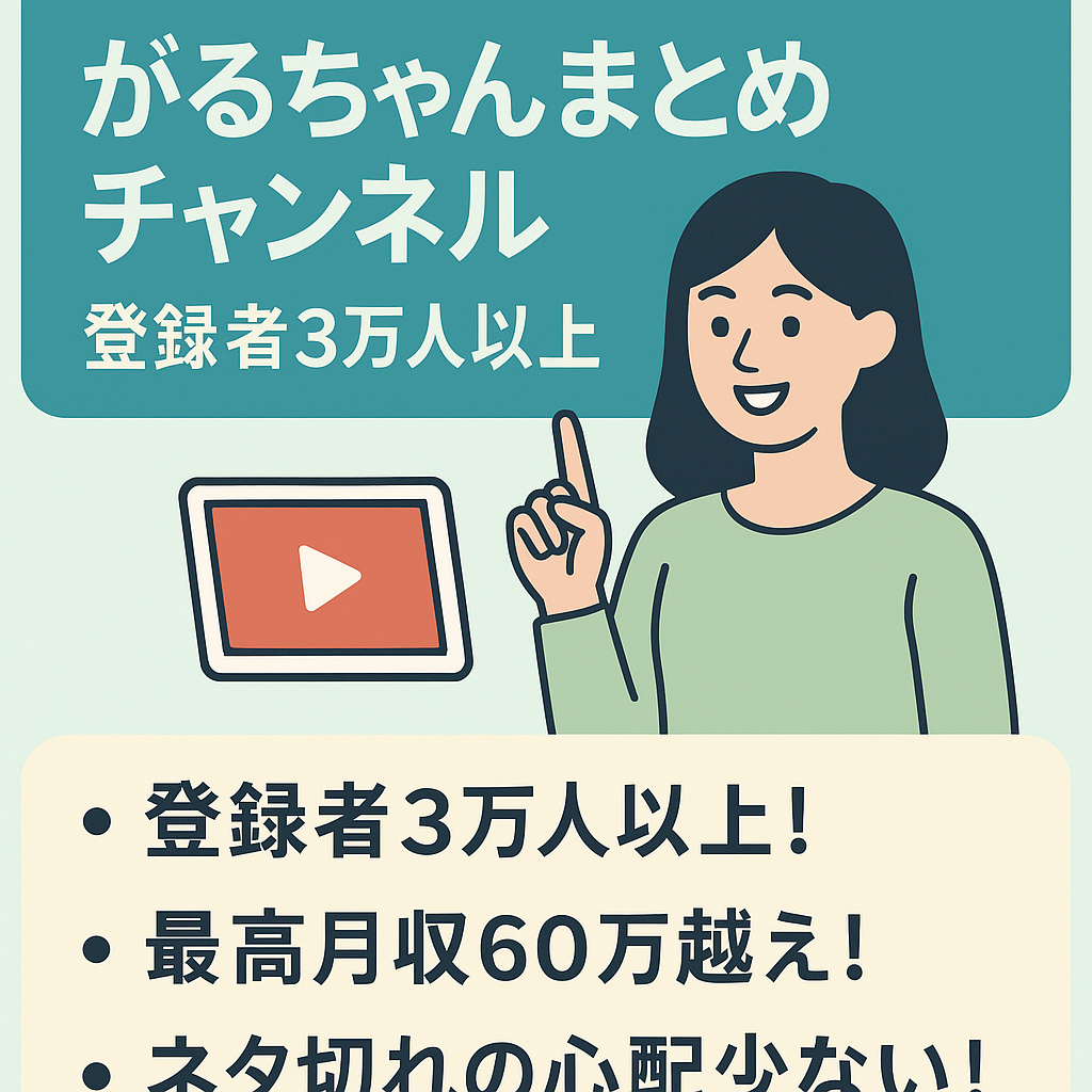 2024年12月収益55万以上！がるちゃんまとめチャンネル、登録者3万人以上