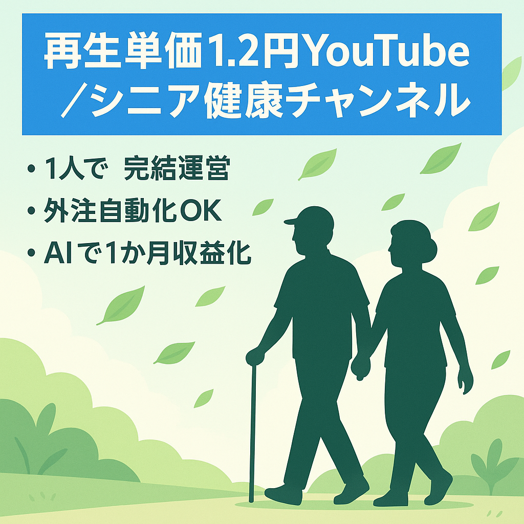 【高単価】再生単価1.2円シニア向け健康チャンネル【顔出し不要/属人性なし】