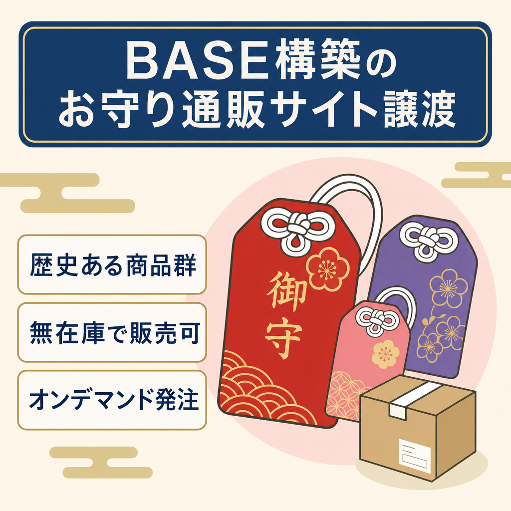 【無在庫EC通販サイト】オリジナルのお守り通販サイトの譲渡《BASEで構築・ドメインごと譲渡》