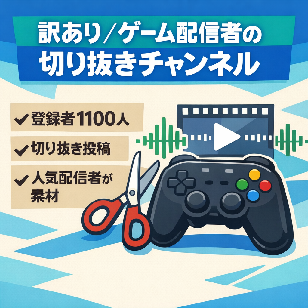 【訳あり】人気ゲーム配信者 切り抜きチャンネル【登録者1100人】