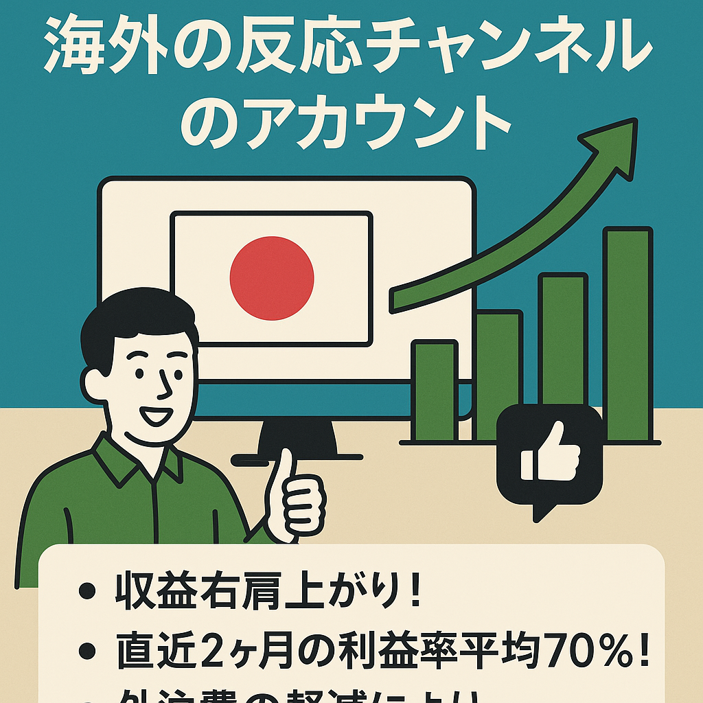 【月収益75万以上で右肩上がり！利益率70％！】日本称賛系の海外の反応チャンネルのアカウント譲渡（登録者数9000人）【値段交渉歓迎】