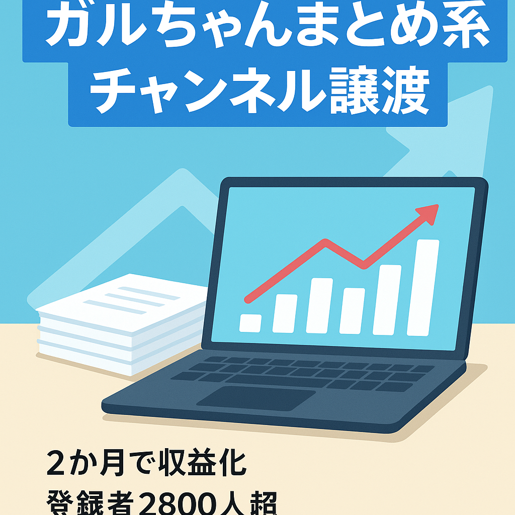 【外注可能】登録者3000人間近！急成長中！ガルちゃんちゃんまとめ系チャンネルアカウント譲渡