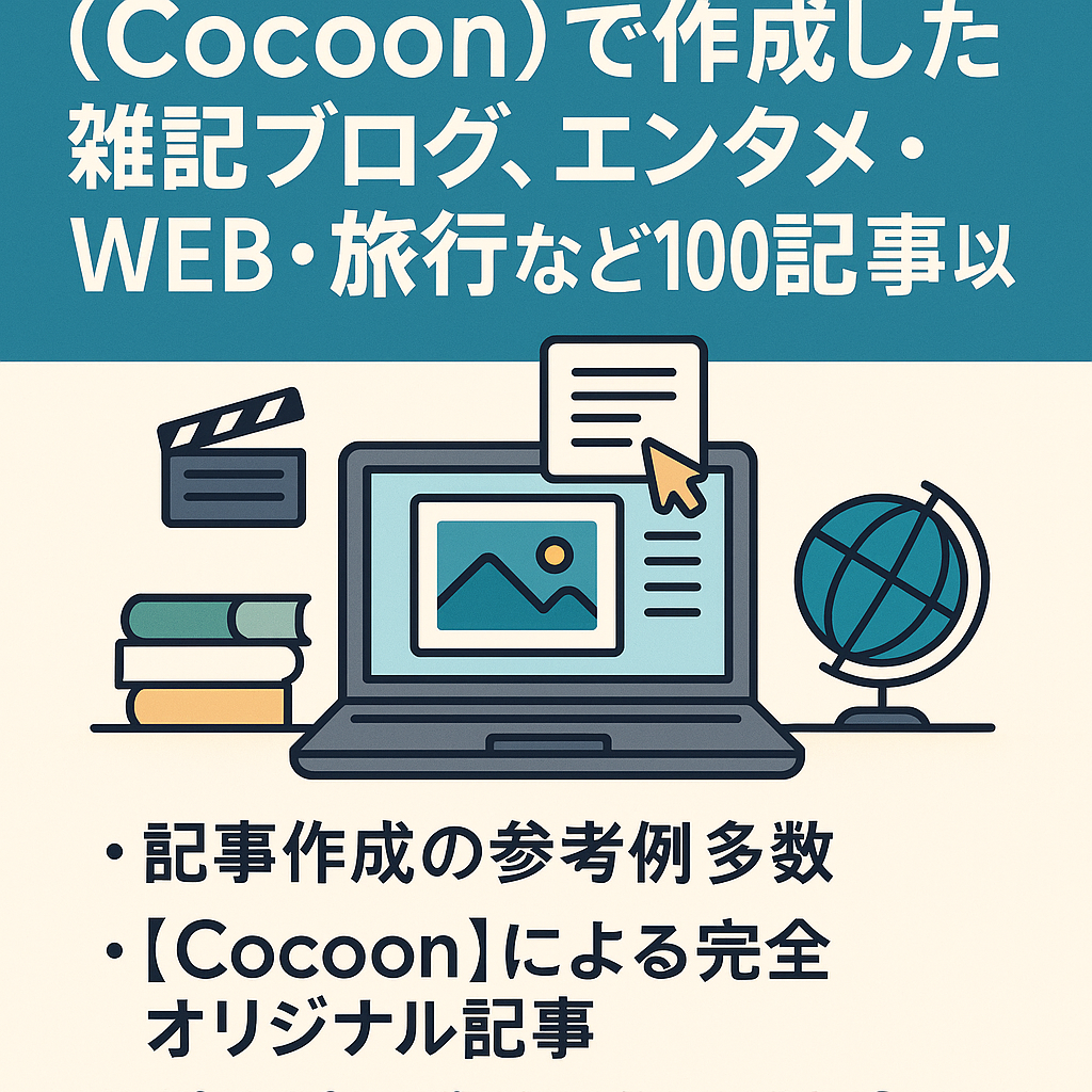 Cocoonで作成した雑記ブログ、エンタメ・WEB・旅行など100記事以上