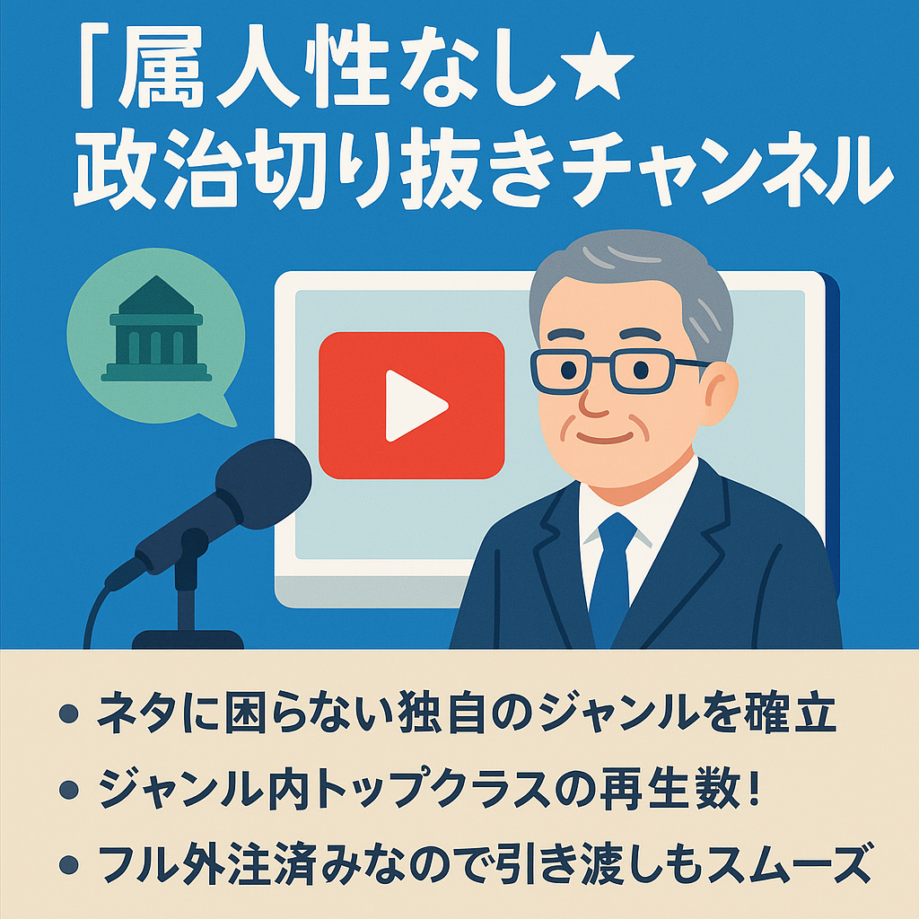 【属人性なし★登録者2万人政治切り抜きチャンネル】　外注化済み髙橋洋一切り抜きチャンネル譲渡【ジャンル内トップクラスの再生数】