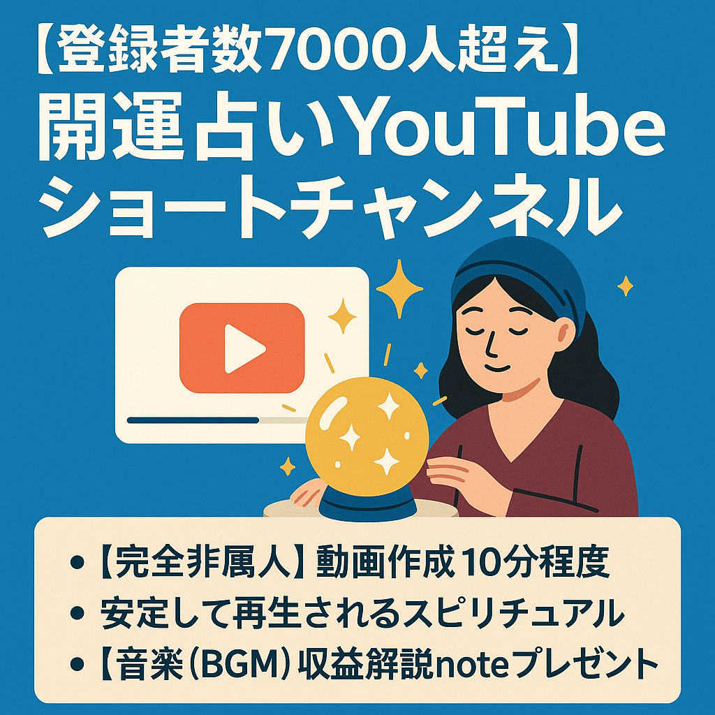 【登録者数7000人超え】開運占いYouTubeショートチャンネル！完全非属人！簡単な動画編集！音楽収益の解説noteプレゼント！