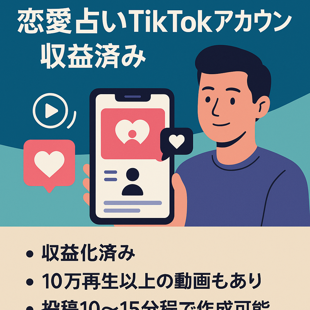 【30万再生越えの動画もあり】恋愛占いTiktokアカウント 収益済み