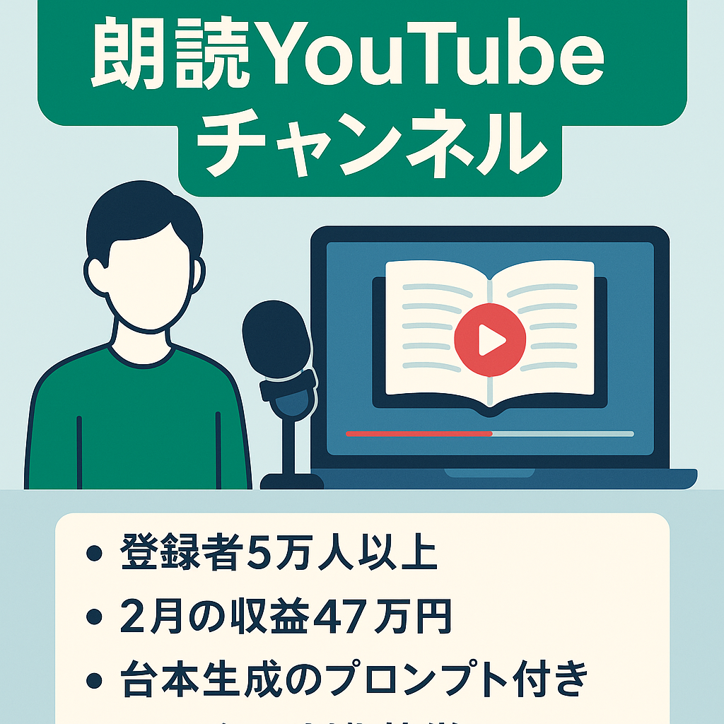 【収益化済/登録者5万人以上】顔出し不要の朗読YouTubeチャンネル【編集誰でも簡単/フル外注も可能】