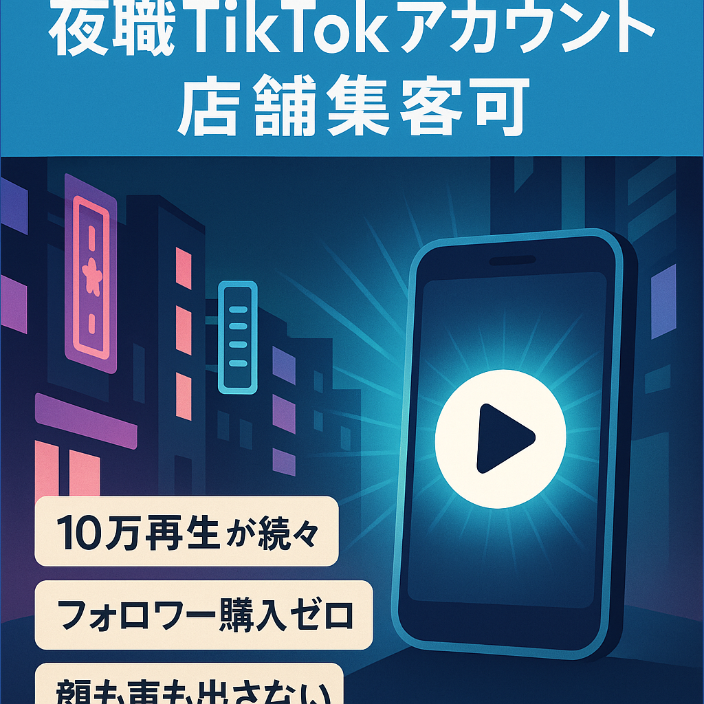 夜職TikTokアカウント【店舗集客にも使える】【フォロワー購入0】【顔出し声出し一切無し】