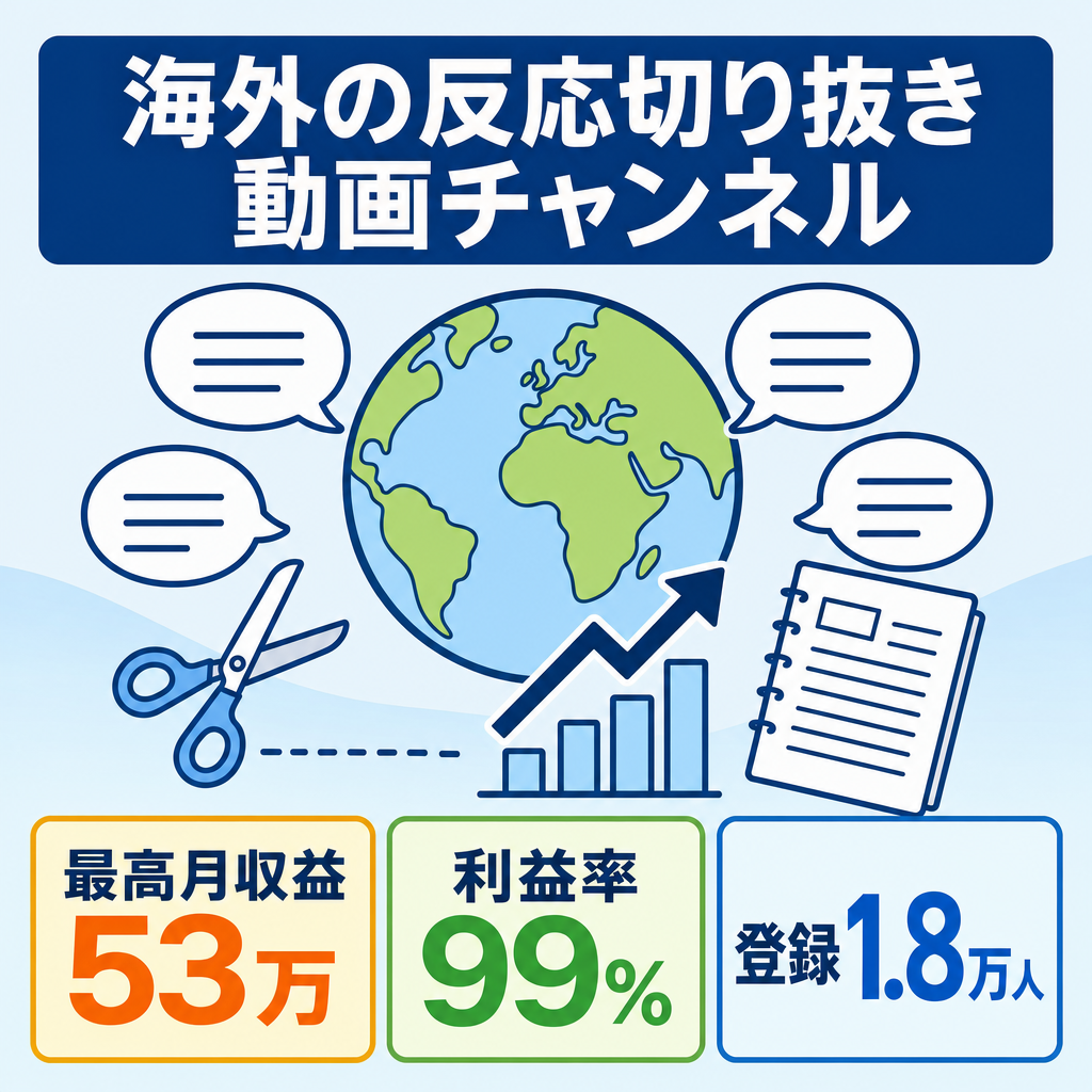 【月収益53万・利益率99%・登録1.8万人】海外の反応（日本称賛系）切り抜きチャンネル｜外注可能・AI台本＋運営マニュアル譲渡