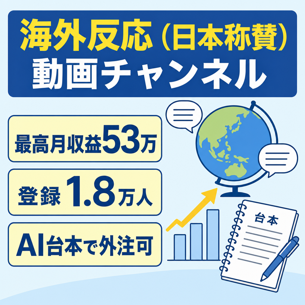 【週2投稿・月収益53万・利益率99%・登録1.8万人】海外の反応（日本称賛系）チャンネル｜外注可能・AI台本