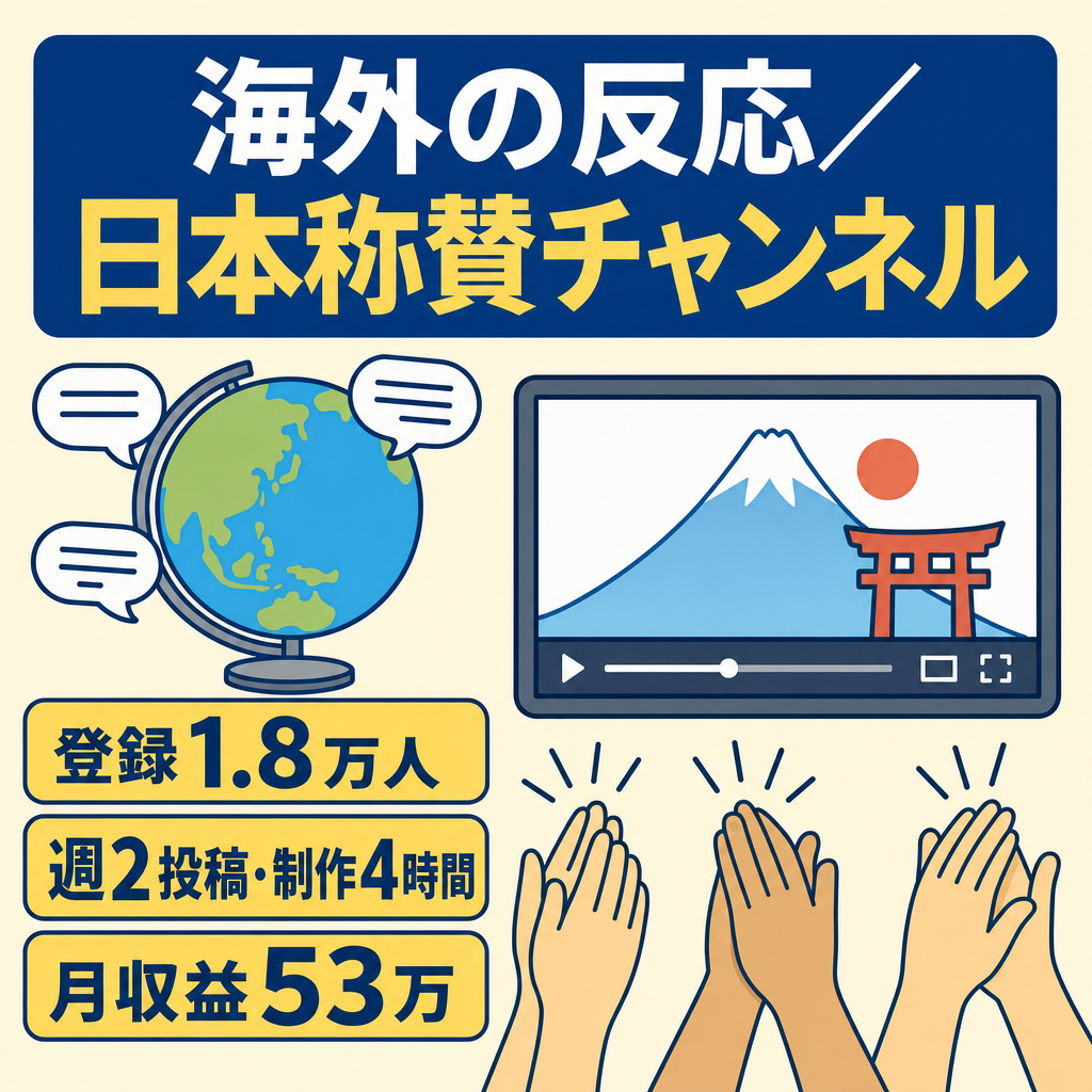 【週2投稿・月収益53万】海外の反応（日本称賛系）チャンネル【登録1.8万人】