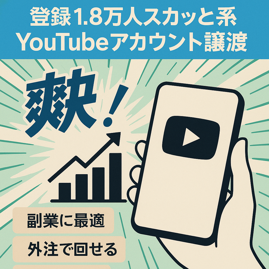 【チャンネル登録者1.8万人越え/過去合計収益540万円以上】顔出し不要のスカッと系YouTubeのアカウント譲渡！【値段交渉歓迎！】