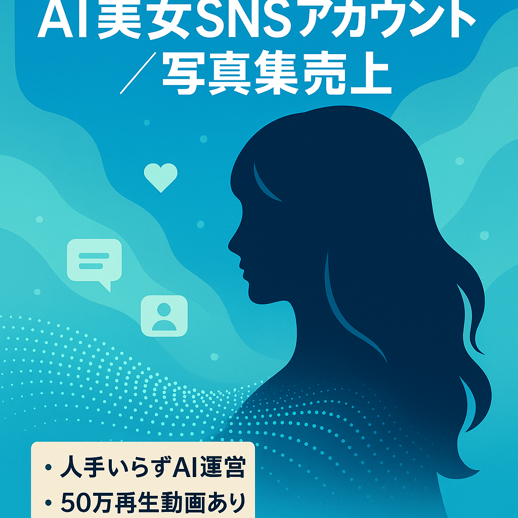 【SNS総フォロワー１万以上】AI美女アカウント：写真集による収益化済み TikTok,YouTube,X,Instagramアカウントもまとめて譲渡