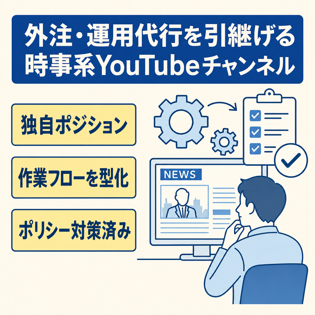 『外注/運用代行』引き継ぎ可　時事非属人YouTubeチャンネル