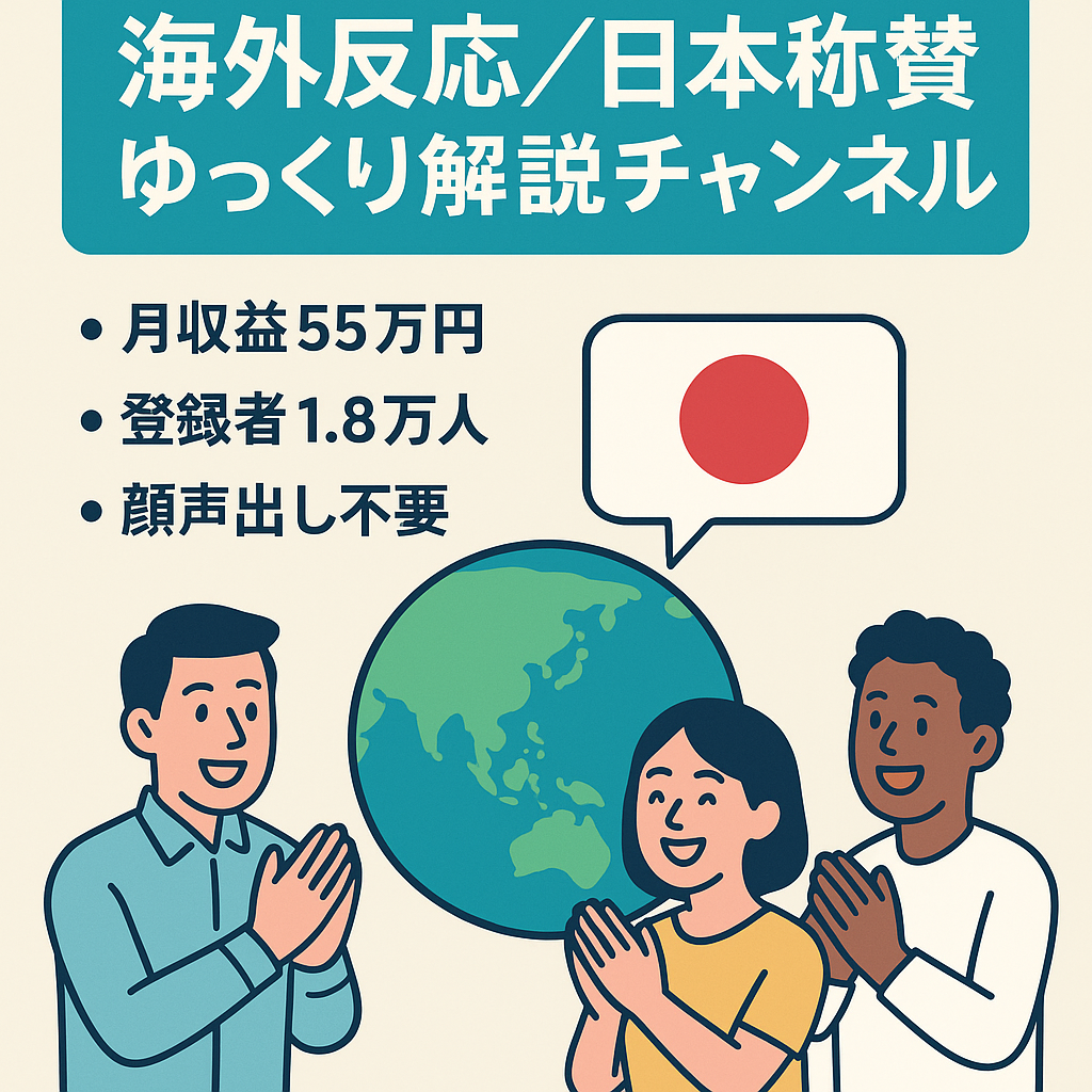 【月収益55万円達成】登録者数1.8万人　トレンドの海外の反応・日本称賛系ゆっくり解説チャンネル【外注可能・非属人】
