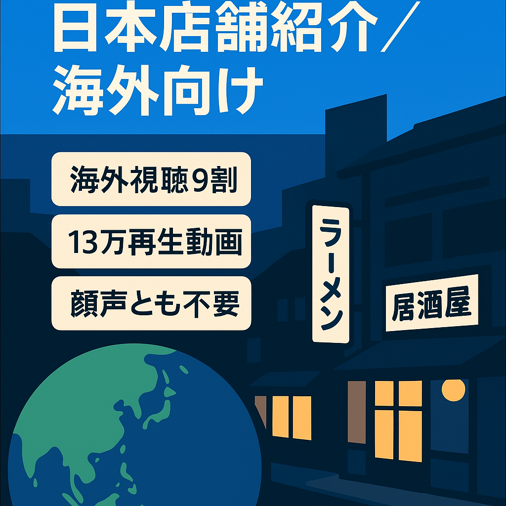 【収益化前】13万再生動画あり!海外ユーザー向け・日本店舗紹介チャンネル