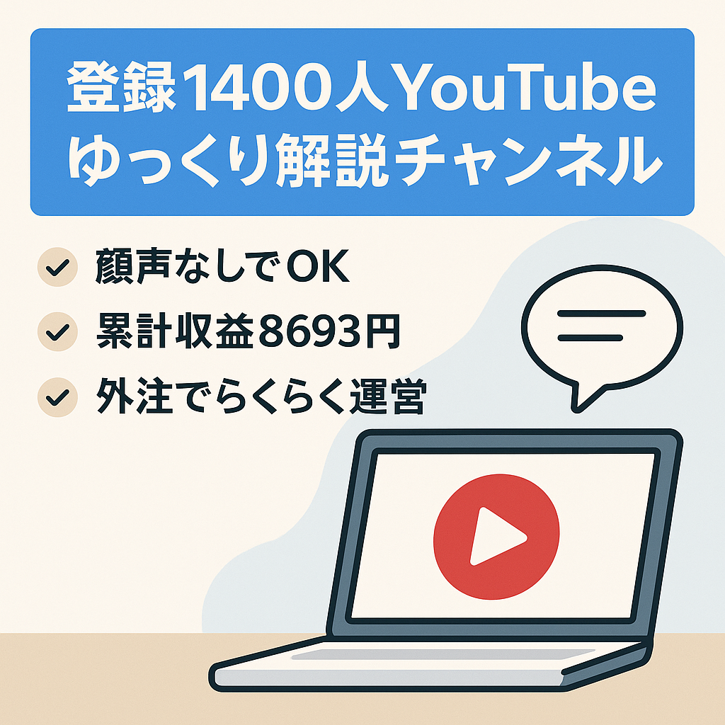 【大幅値下げ！】YouTube登録者1400人/顔出し無し・声出し無し/ゆっくり解説系チャンネル 【早期売却希望】