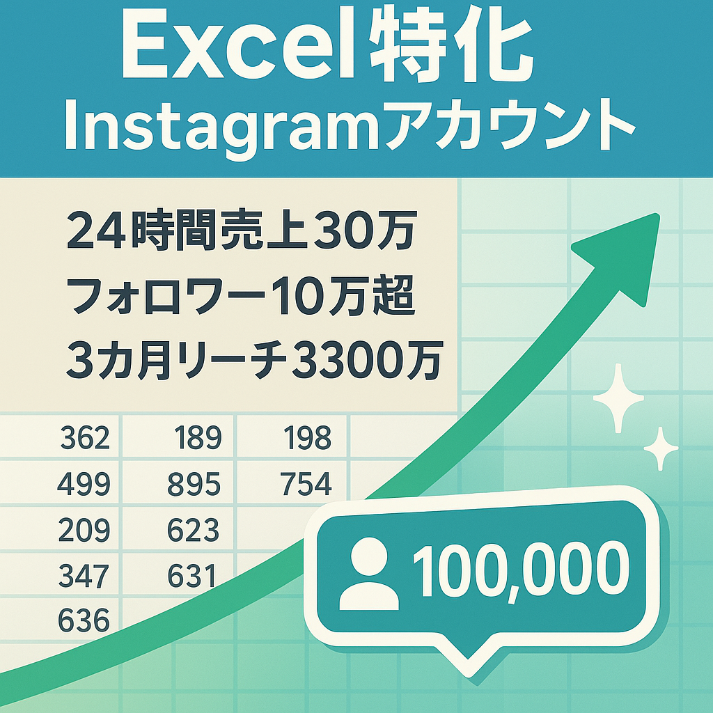 【Instagramフォロワー10万人以上！】Excel特化アカウント【2日間で売上45万円！】