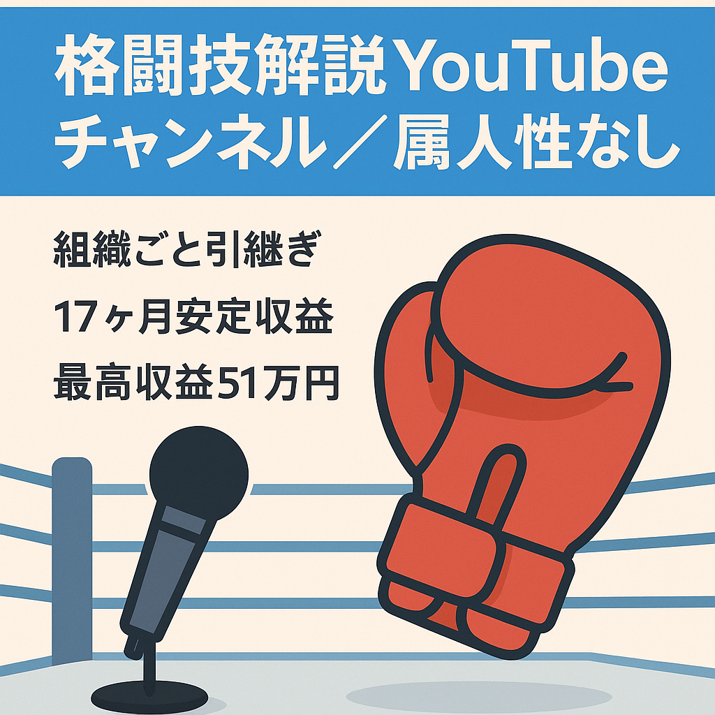 【最高収益51万円/属人性なし】今ホットな格闘技解説YouTubeチャンネル【17ヶ月間安定収益】