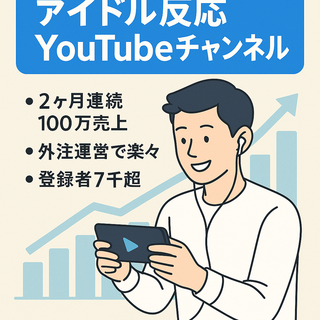 【2ヶ月連続売上100万円越え・外注運営】某アイドルグループの反応YouTubeチャンネル・登録者数7000人以上【再生回数も右肩上がり】