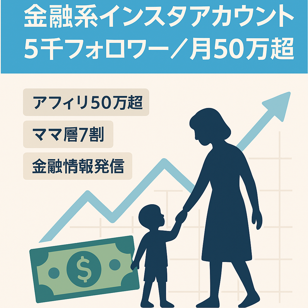 【月50万円以上アフィリエイト可能】金融系フォロワー5000人インスタアカウント