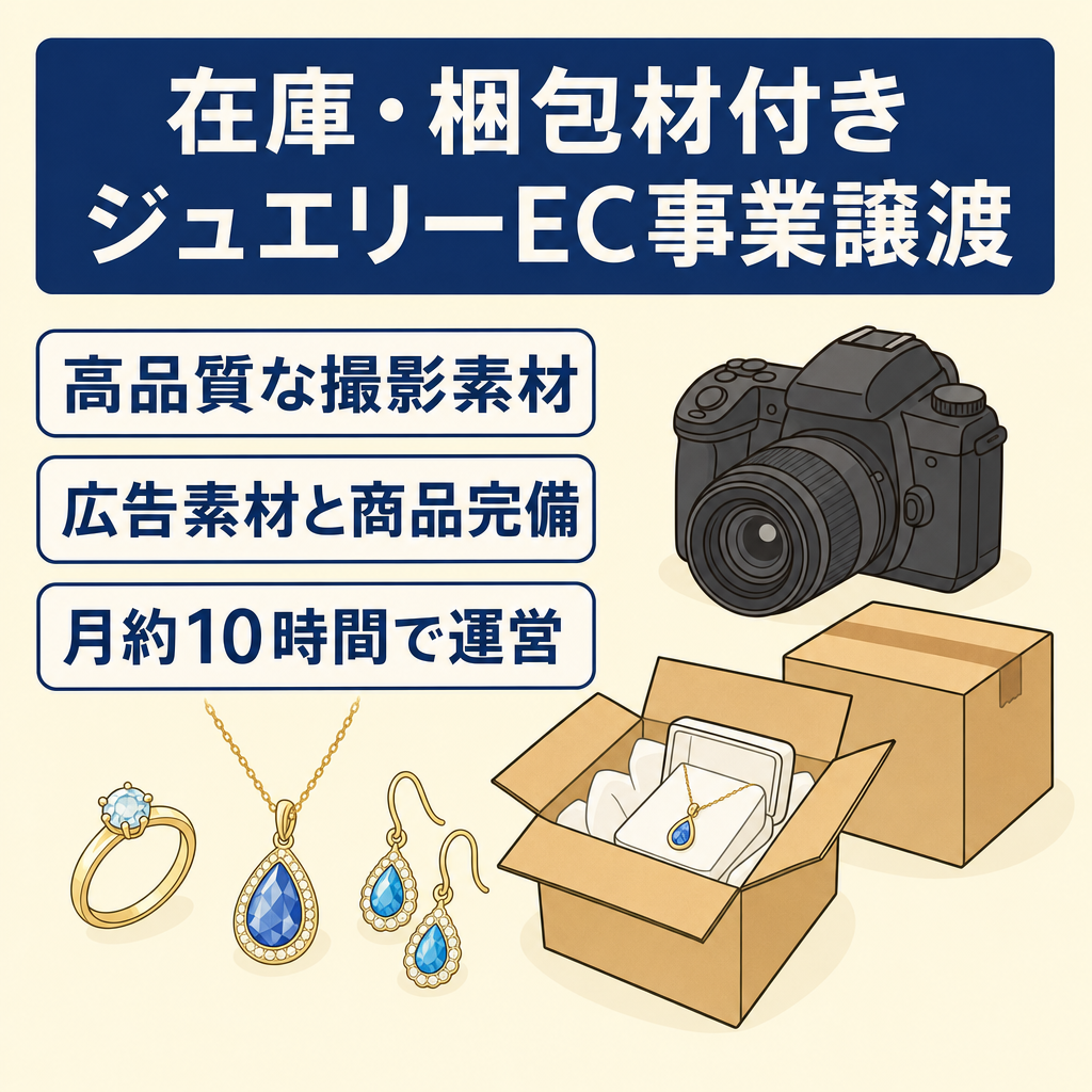 【ジュエリーEC事業】高クオリティ撮影素材×即運営可能(在庫・梱包材付き)