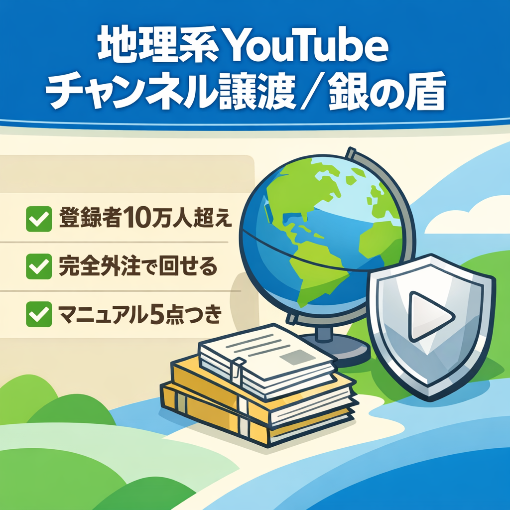 【完全外注可】YouTube登録者10万人超えの地理系チャンネル譲渡【銀の盾付属】