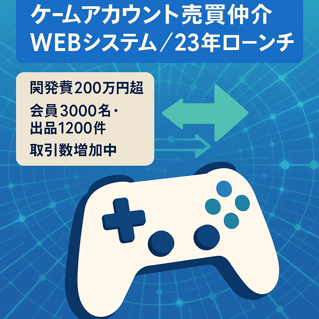 【2023年6月ローンチ】ゲームアカウントの売買を仲介するWEBシステム