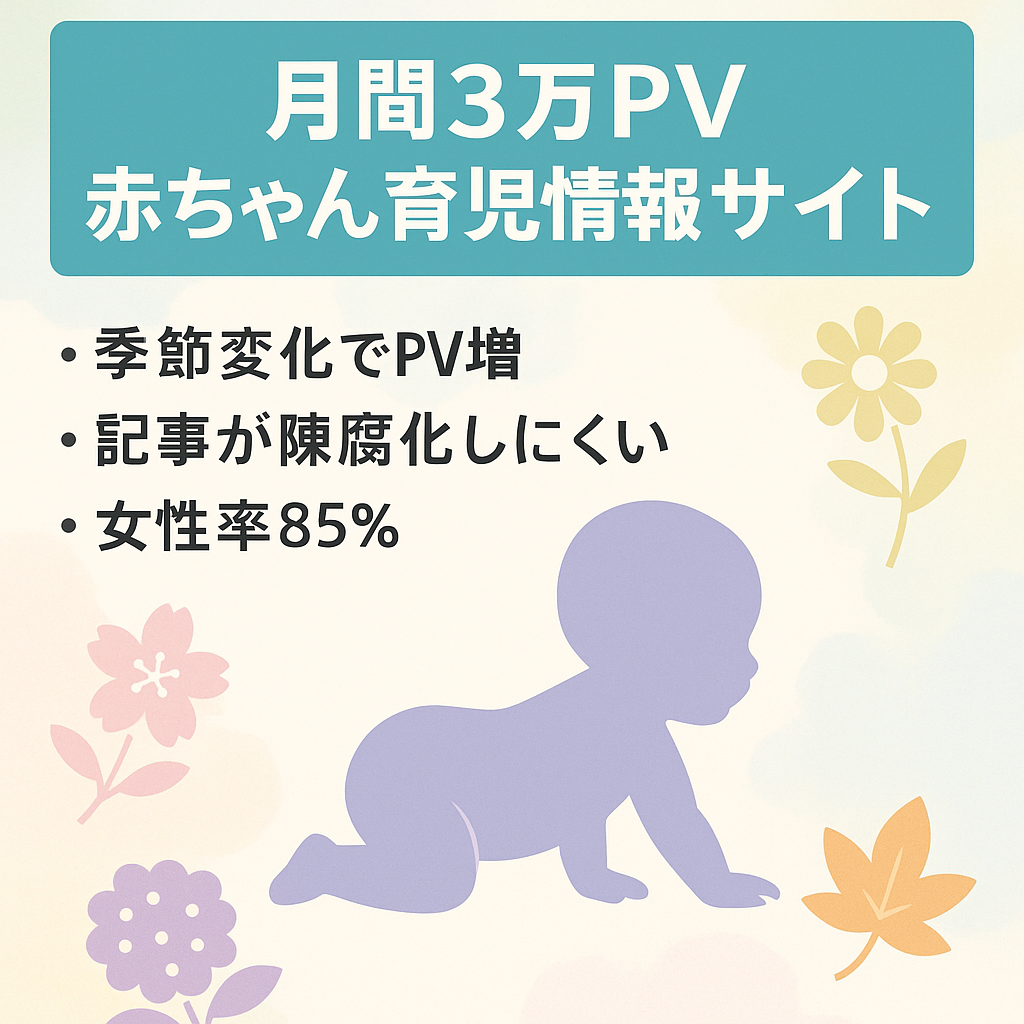 【月間３万PV】赤ちゃんの育児情報を集めたサイト（春夏秋冬、月齢別など）
