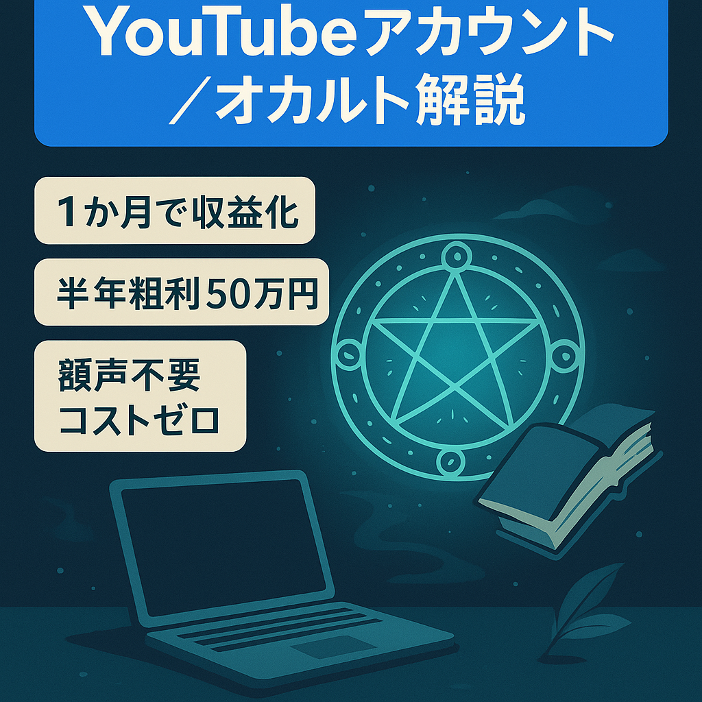 【YouTube】収益5万円・登録者14000人・顔・声出し無し解説系アカウント【オカルト系】