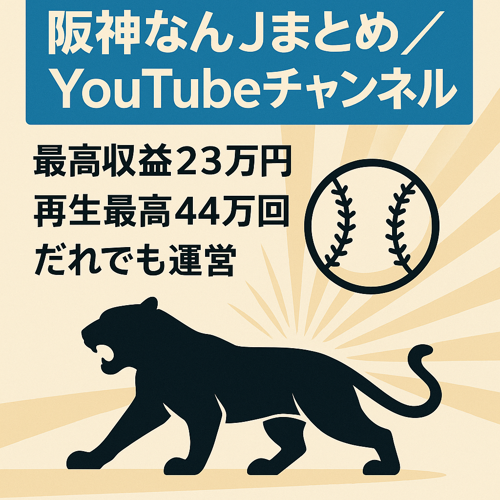 【最高収益23万、最高再生回数44万、チャンネル登録者数2500人】阪神なんJまとめチャンネル