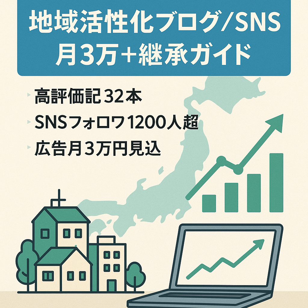 〈3月末まで大幅値下げ〉【アドセンス約3万円/月】高評価記事が自慢の地域活性化・地方自治体の情報ブログ！フォロワー1200人超のSNS付き！【サイト継承手引きも事前公開】