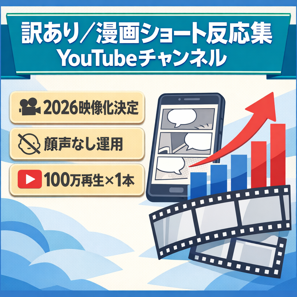 最終値下げ【非属人性/登録者2700名】訳あり YouTube人気漫画ショート反応集｜2026年のアニメ/実写映画