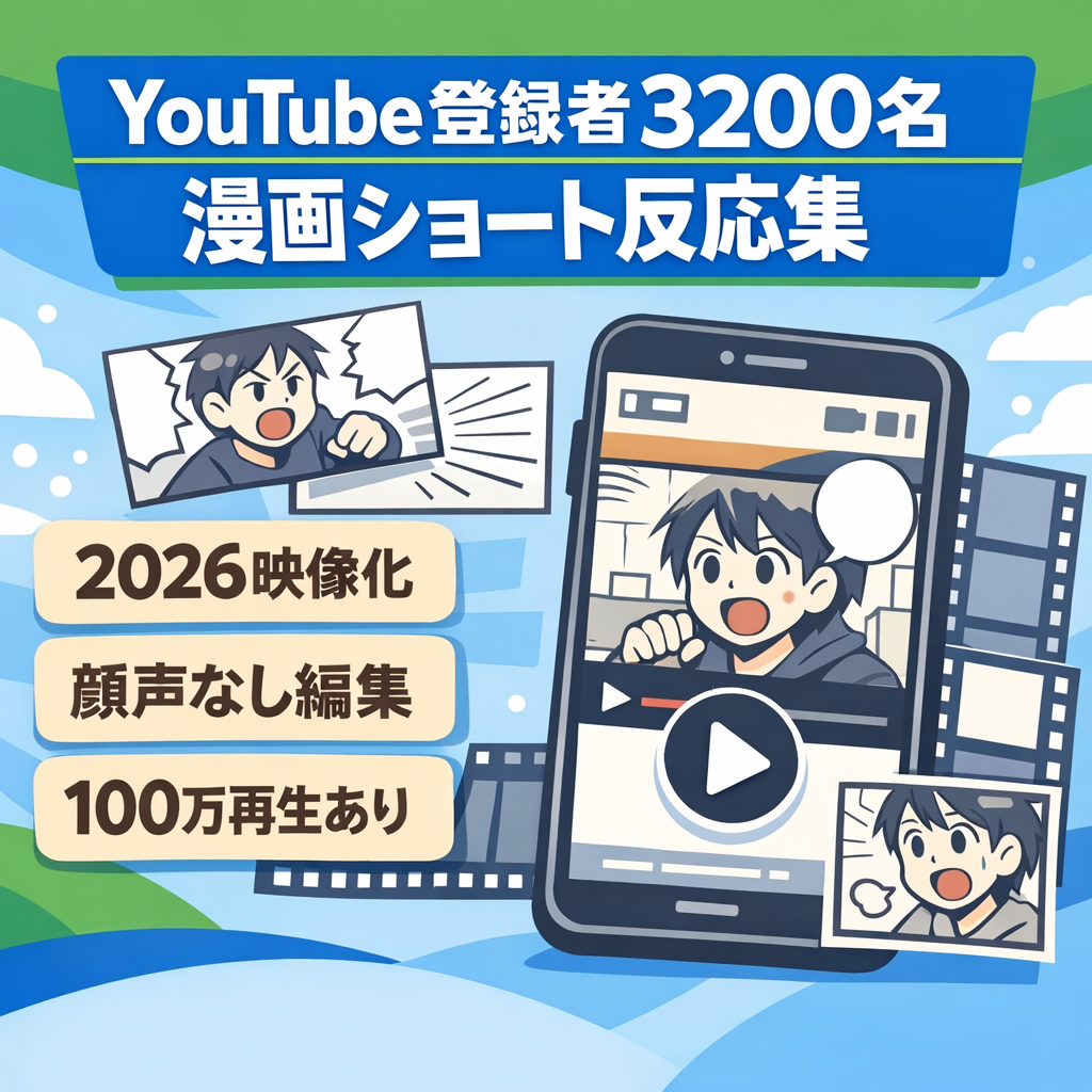 最終値下げ【非属人性/登録者3200名】訳あり YouTube人気漫画ショート反応集｜2026年のアニメ/実写映画
