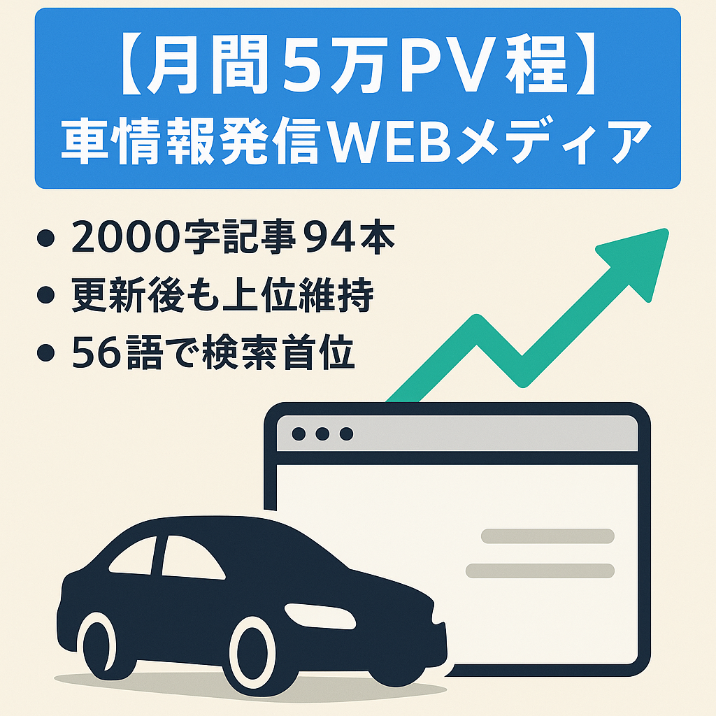 【月間5万PV程】車に関する情報を発信するWEBメディア