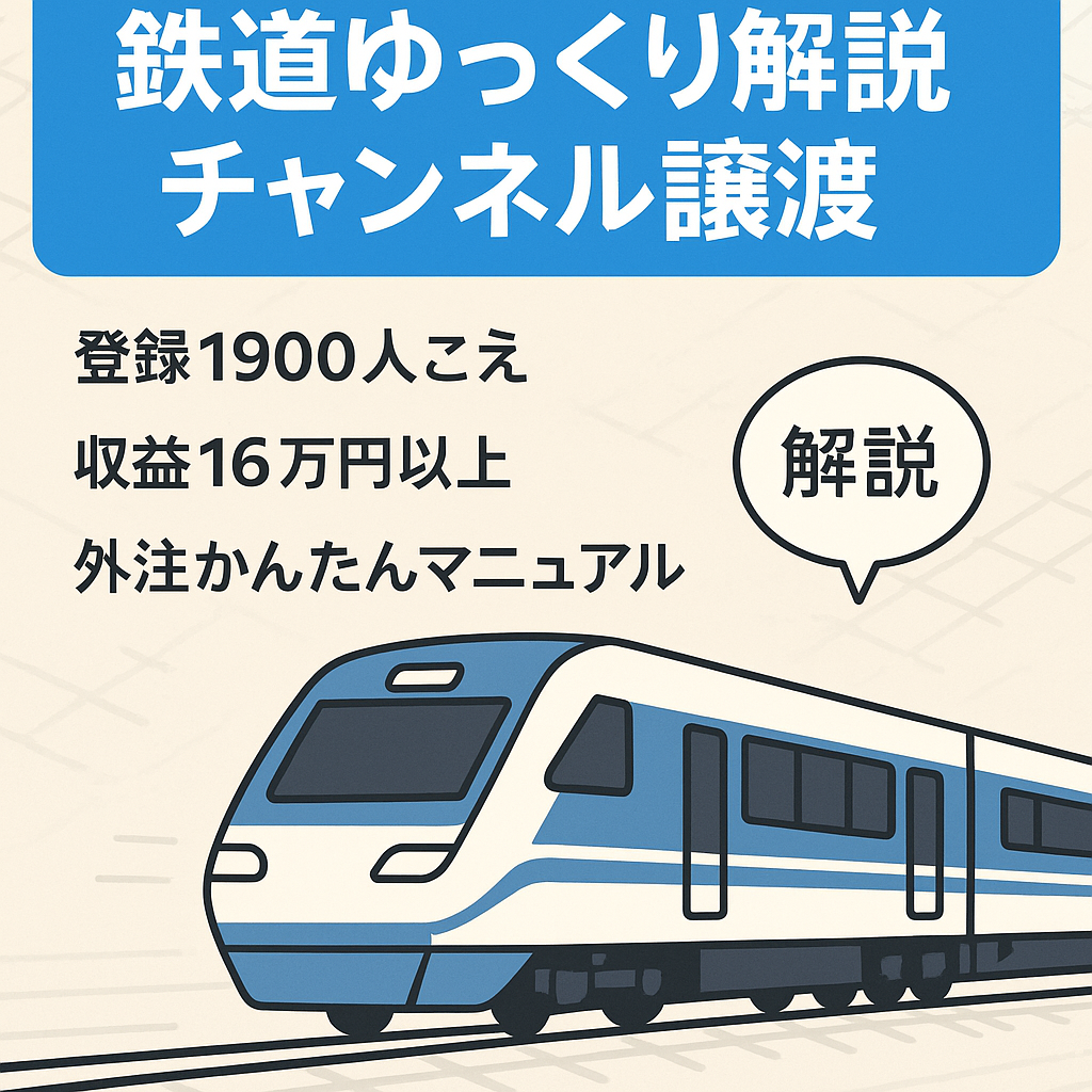 【16万円以上の収益/チャンネル登録1900人超え】顔出し不要の鉄道に特化したゆっくり解説チャンネルのアカウント譲渡【値段交渉歓迎】