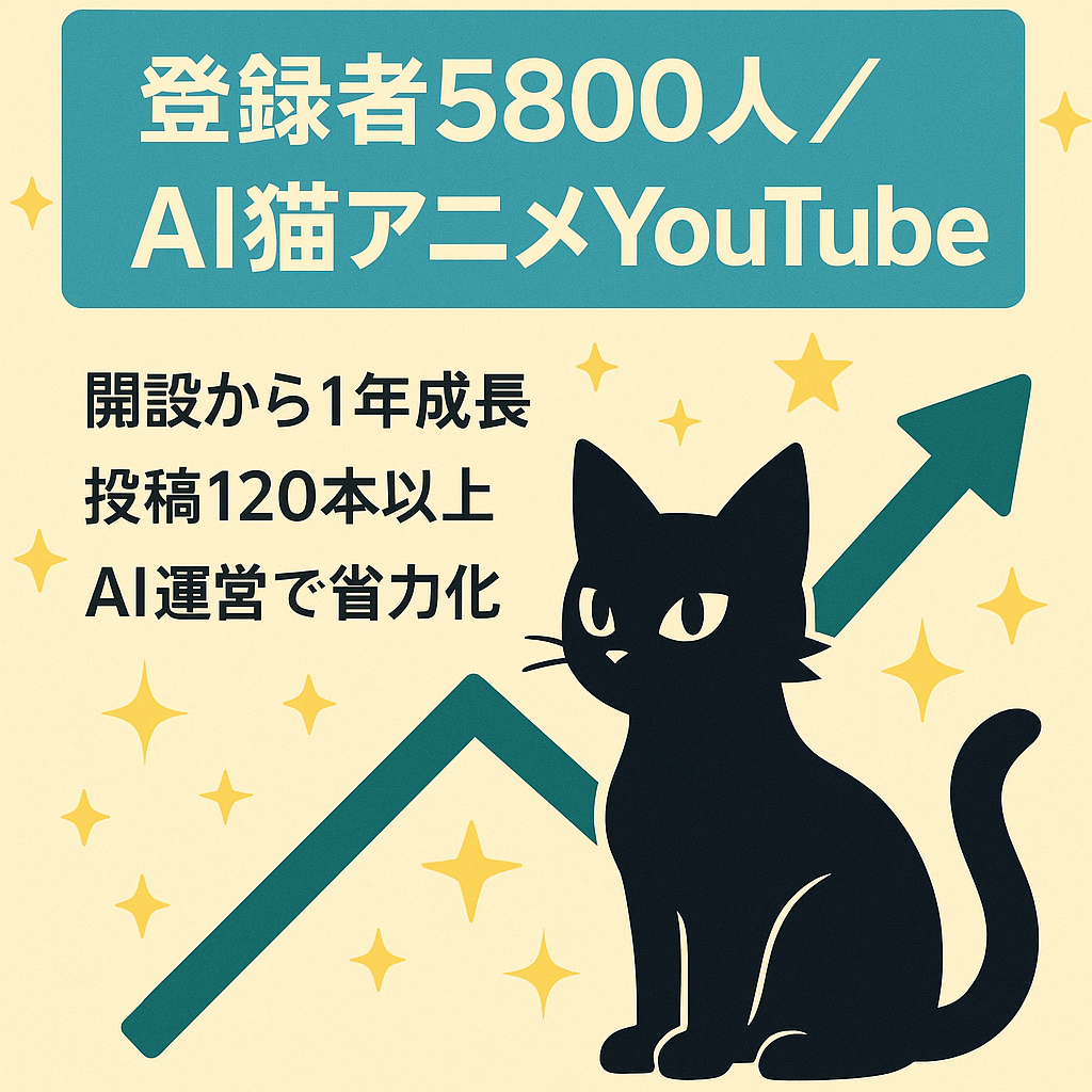 登録者５，８００人超え　大人気AI猫チャンネル【右肩上がり成長中】猫アニメ×ショート動画｜