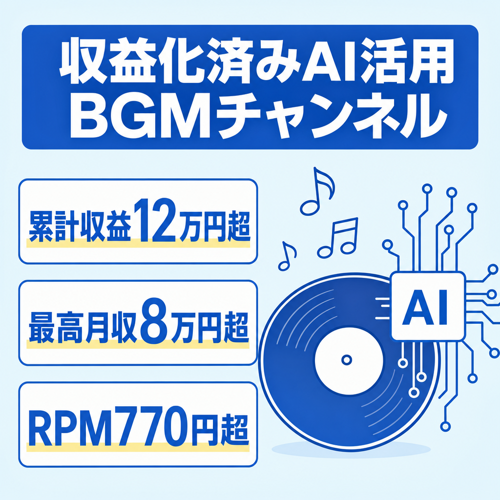 【累計12万円超】【運用コスト低】RPM770円超えのAIで作るBGMチャンネル