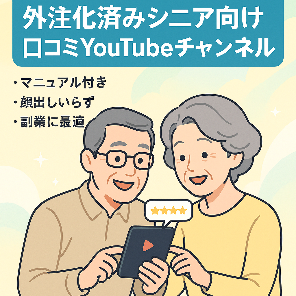 【外注化済み】流行りのシニア向け口コミYouTubeチャンネル【顔出し不要/属人性なし】